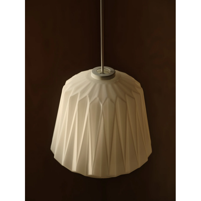 Elbie — Pleated Opal Glass Pendant Light — White — 24cm