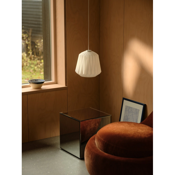 Elbie — Pleated Opal Glass Pendant Light — White — 24cm