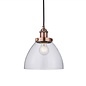 Resto — Industrial Clear Glass Pendant Light — Brushed Copper — 22cm