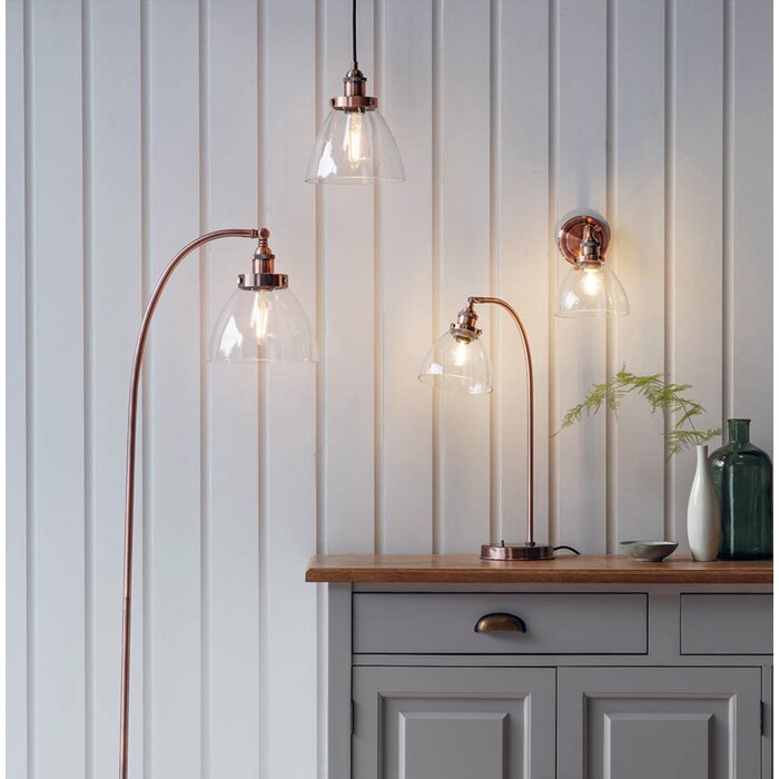 Resto — Industrial Clear Glass Pendant Light — Brushed Copper — 22cm