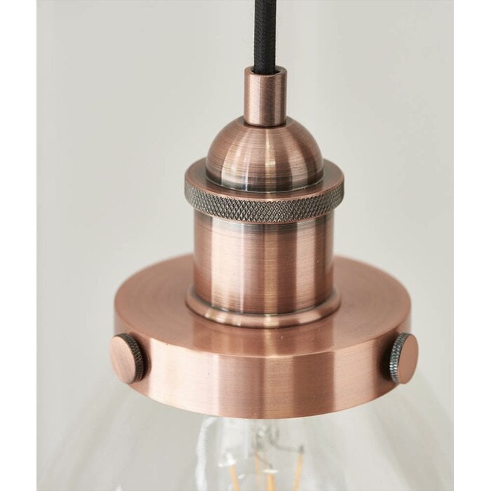 Resto — Industrial Clear Glass Pendant Light — Brushed Copper — 22cm