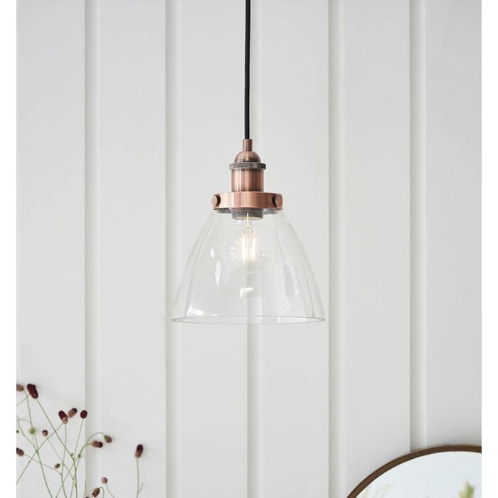 Resto — Industrial Clear Glass Pendant Light — Brushed Copper — 22cm