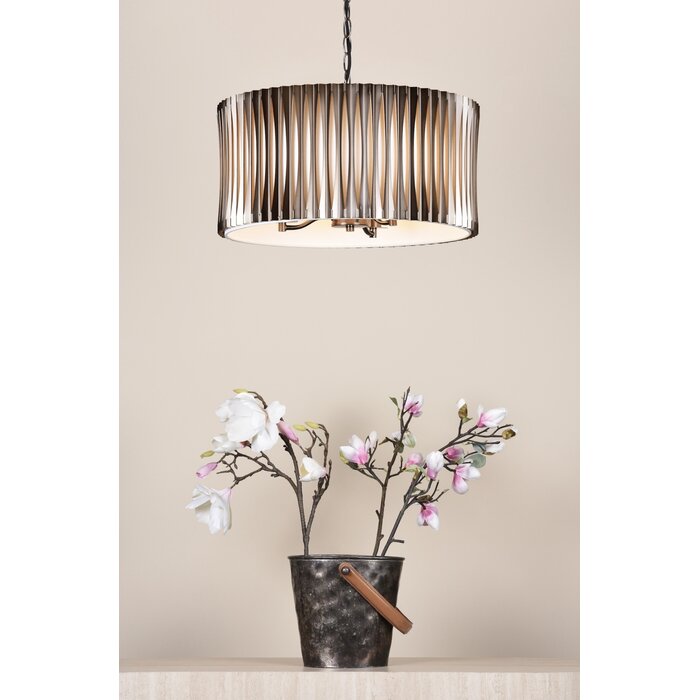 Netra 3 Light Ceiling Pendant - Satin Bronze and Ivory