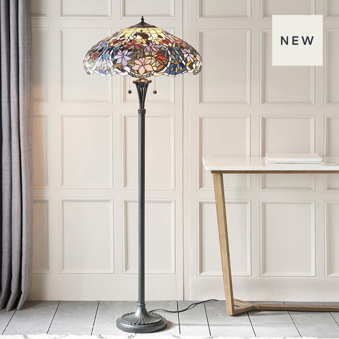 Sullivan — Tiffany Style Floor Lamp — Stained Glass — Satin Black — 56cm