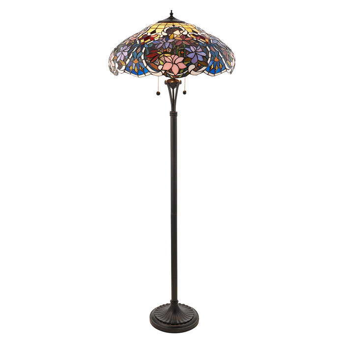 Sullivan — Tiffany Style Floor Lamp — Stained Glass — Satin Black — 56cm