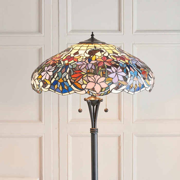 Sullivan — Tiffany Style Floor Lamp — Stained Glass — Satin Black — 56cm