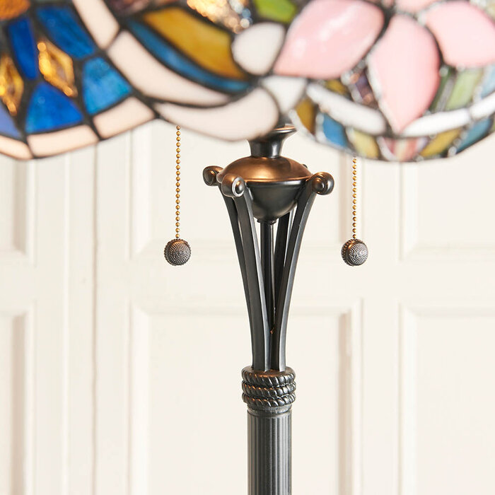 Sullivan — Tiffany Style Floor Lamp — Stained Glass — Satin Black — 56cm