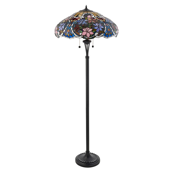Sullivan — Tiffany Style Floor Lamp — Stained Glass — Satin Black — 56cm