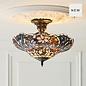 Sullivan — Tiffany Style Semi Flush Ceiling Light — Stained Glass — 40cm
