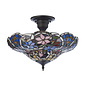 Sullivan — Tiffany Style Semi Flush Ceiling Light — Stained Glass — 40cm