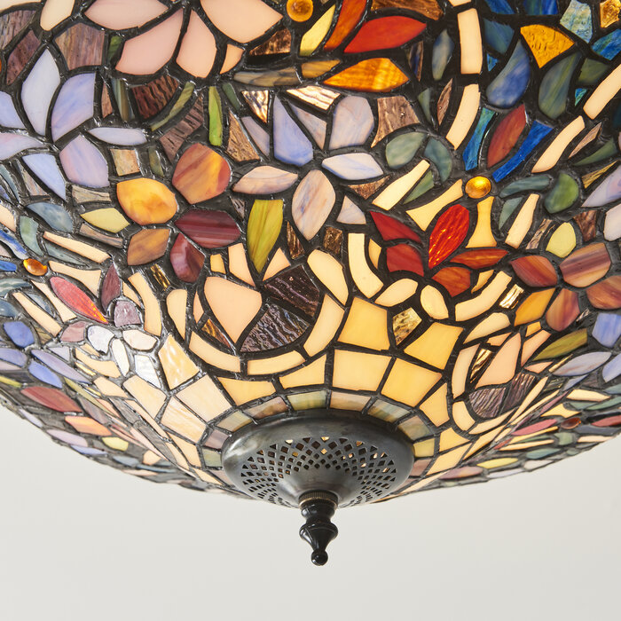 Sullivan — Tiffany Style Semi Flush Ceiling Light — Stained Glass — 40cm