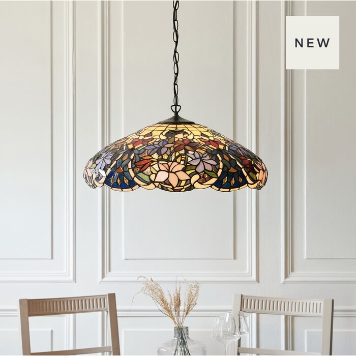 Sullivan Large Tiffany Style Pendant Light — Floral Stained Glass