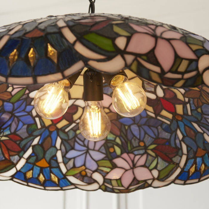 Sullivan Large Tiffany Style Pendant Light — Floral Stained Glass