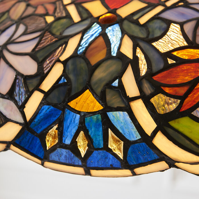 Sullivan Large Tiffany Style Pendant Light — Floral Stained Glass