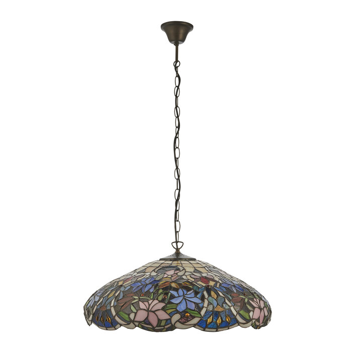 Sullivan Large Tiffany Style Pendant Light — Floral Stained Glass