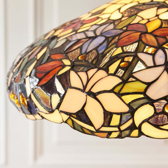 Sullivan Large Tiffany Style Pendant Light — Floral Stained Glass