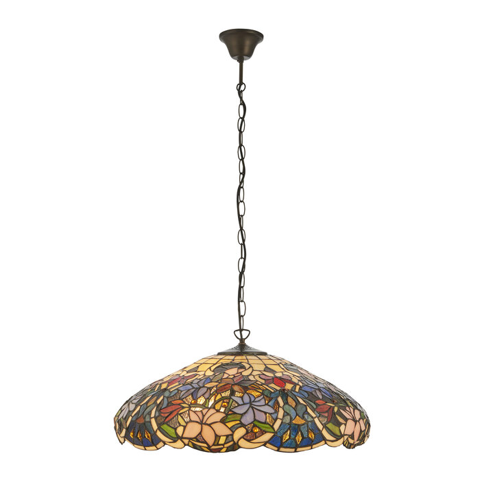 Sullivan Large Tiffany Style Pendant Light — Floral Stained Glass