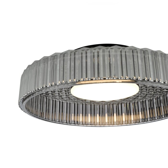 Lena - Smoked Glass & Black Modern Flush Ceiling Light
