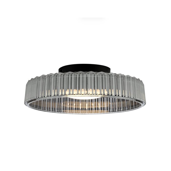 Lena - Smoked Glass & Black Modern Flush Ceiling Light