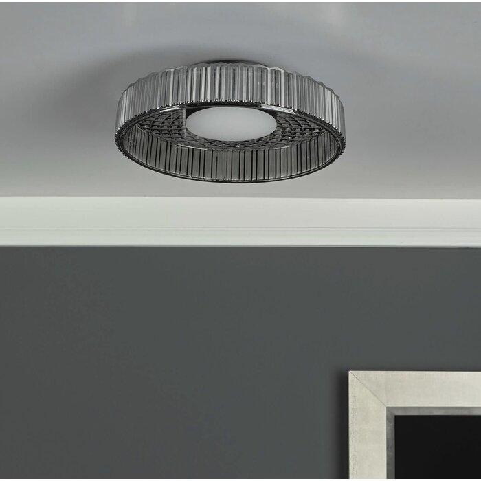 Lena - Smoked Glass & Black Modern Flush Ceiling Light