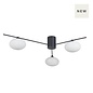Black Semi Flush Ceiling Light – Robin - Mid Century Modern Opal Glass - 3 Light