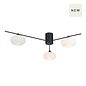 Black Semi Flush Ceiling Light – Robin - Mid Century Modern Opal Glass - 3 Light