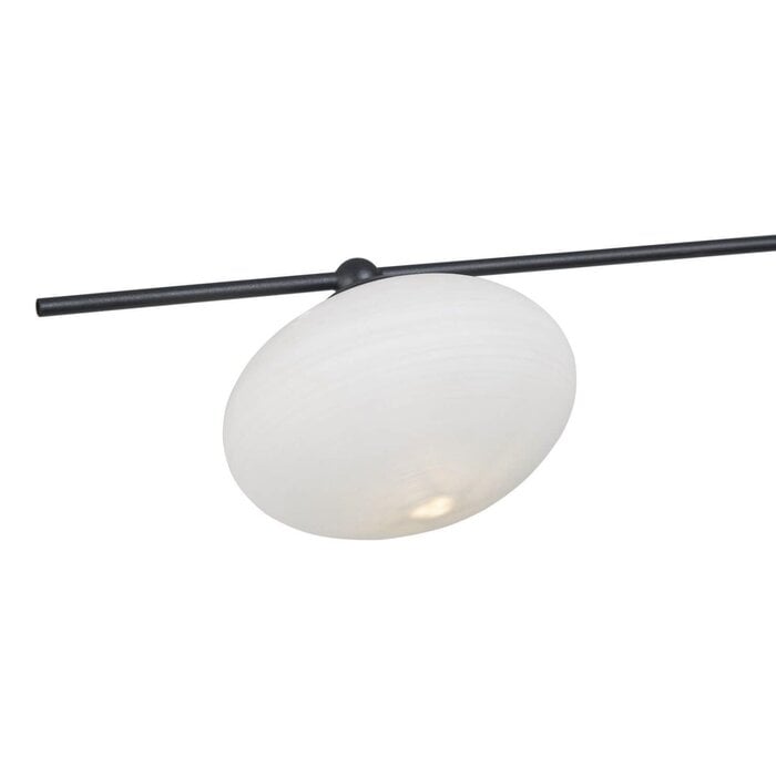 Black Semi Flush Ceiling Light – Robin - Mid Century Modern Opal Glass - 3 Light