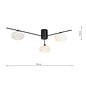 Black Semi Flush Ceiling Light – Robin - Mid Century Modern Opal Glass - 3 Light