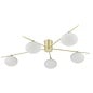 Gold Semi Flush Ceiling Light – Robin - Mid Century Modern Opal Glass - 5 Light