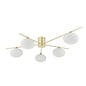 Gold Semi Flush Ceiling Light – Robin - Mid Century Modern Opal Glass - 5 Light