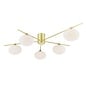 Gold Semi Flush Ceiling Light – Robin - Mid Century Modern Opal Glass - 5 Light