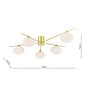 Gold Semi Flush Ceiling Light – Robin - Mid Century Modern Opal Glass - 5 Light