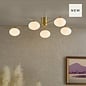 Gold Semi Flush Ceiling Light – Robin - Mid Century Modern Opal Glass - 5 Light