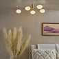 Gold Semi Flush Ceiling Light – Robin - Mid Century Modern Opal Glass - 5 Light