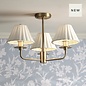 Mixbury - 3 Light Semi Flush Ceiling Light - Antique Brass & White Ceramic Shades - Laura Ashley
