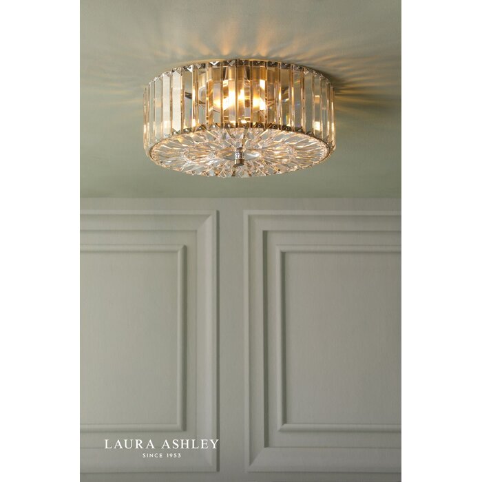Laura Ashley Fernhurst 4 Light Semi-Flush Crystal and Antique Brass Ceiling Light