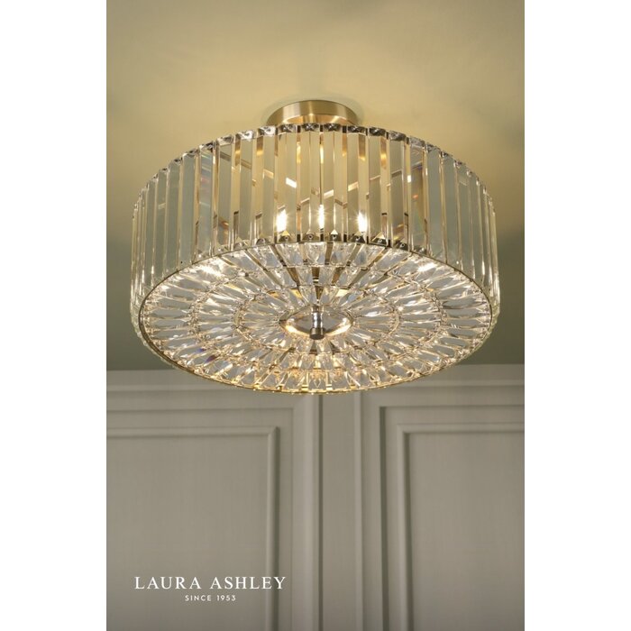 Laura Ashley Fernhurst 4 Light Semi-Flush Crystal and Antique Brass Ceiling Light
