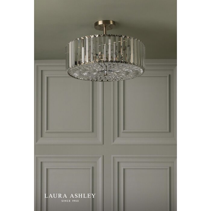 Laura Ashley Fernhurst 4 Light Semi-Flush Crystal and Antique Brass Ceiling Light