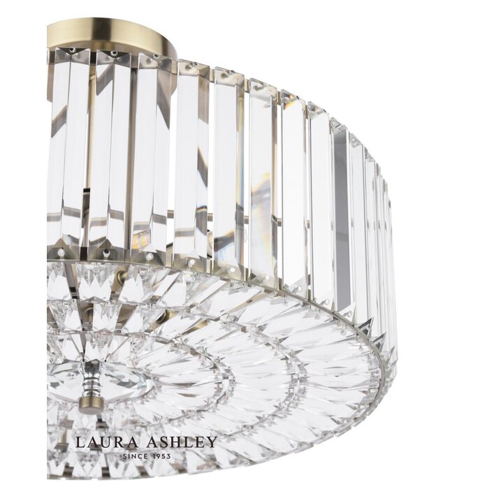 Laura Ashley Fernhurst 4 Light Semi-Flush Crystal and Antique Brass Ceiling Light