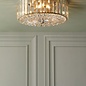 Laura Ashley Fernhurst Large 3 Light Flush Ceiling Light - Crystal and Antique Brass