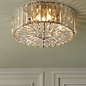 Laura Ashley Fernhurst Large 3 Light Flush Ceiling Light - Crystal and Antique Brass