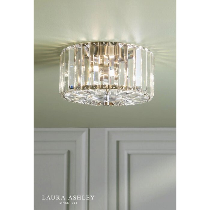 Laura Ashley Fernhurst Small 3 Light Flush Ceiling Light - Crystal and Antique Brass