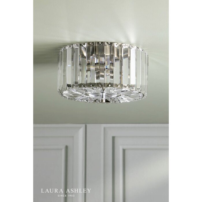Laura Ashley Fernhurst Small 3 Light Flush Ceiling Light - Crystal and Antique Brass