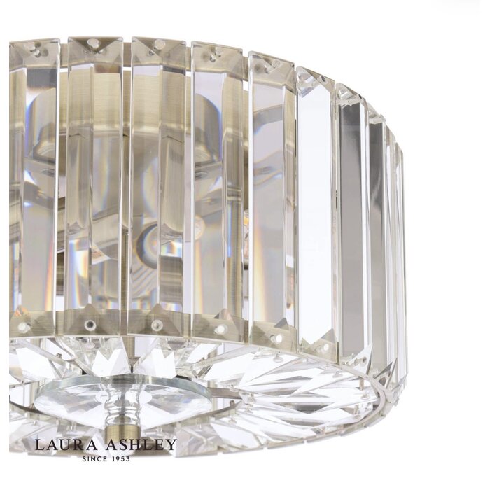 Laura Ashley Fernhurst Small 3 Light Flush Ceiling Light - Crystal and Antique Brass