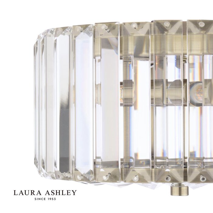 Laura Ashley Fernhurst Small 3 Light Flush Ceiling Light - Crystal and Antique Brass