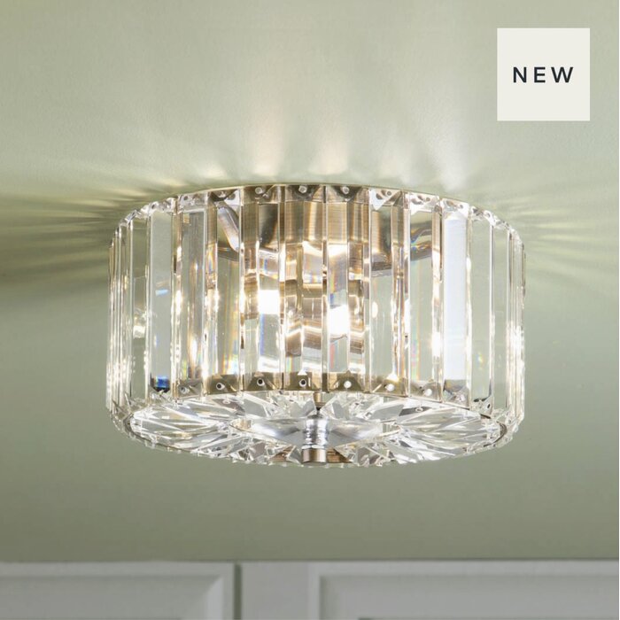 Laura Ashley Fernhurst Small 3 Light Flush Ceiling Light - Crystal and Antique Brass