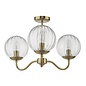 Jocelyn 3 Light Mid Centruy Semi-Flush Ceiling Light – Natural Brass and Glass Globes