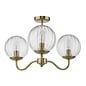 Jocelyn 3 Light Mid Century Semi-Flush Ceiling Light – Natural Brass and Glass Globes