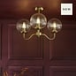 Jocelyn 3 Light Mid Century Semi-Flush Ceiling Light – Natural Brass and Glass Globes
