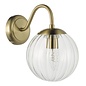 Jocelyn Mid Century Wall Light – Natural Brass and Ribbed Glass Globe